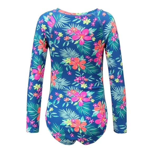 Aonihua One Piece Swimsuit, Long Sleeve Rash Guard Bathing Suit for Girls XS - Picture 2 of 7